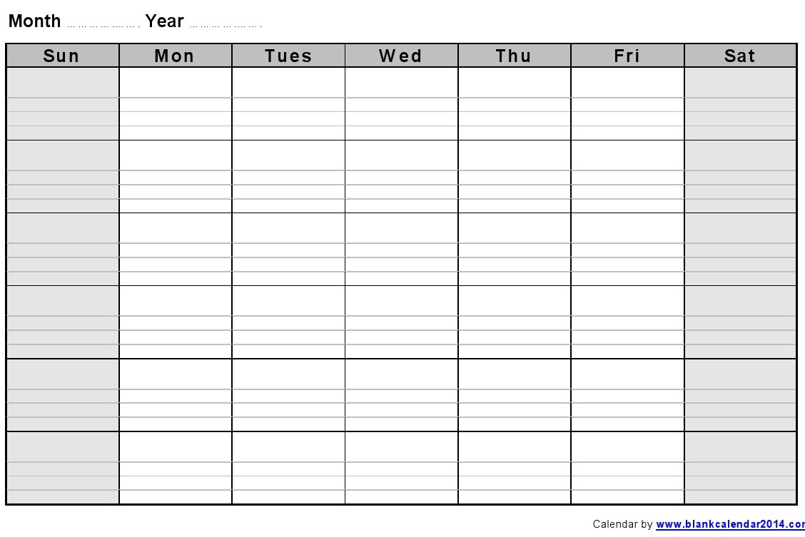 Blank Monthly Calendar Template Blank Monthly Calendar Template