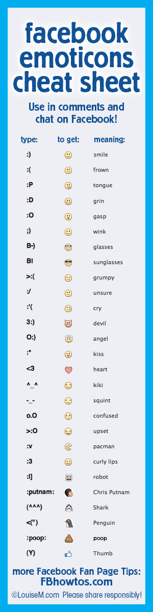 Copy and Paste Facebook Emoticons List