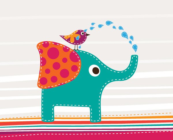 Cute Elephant Vector Graphics