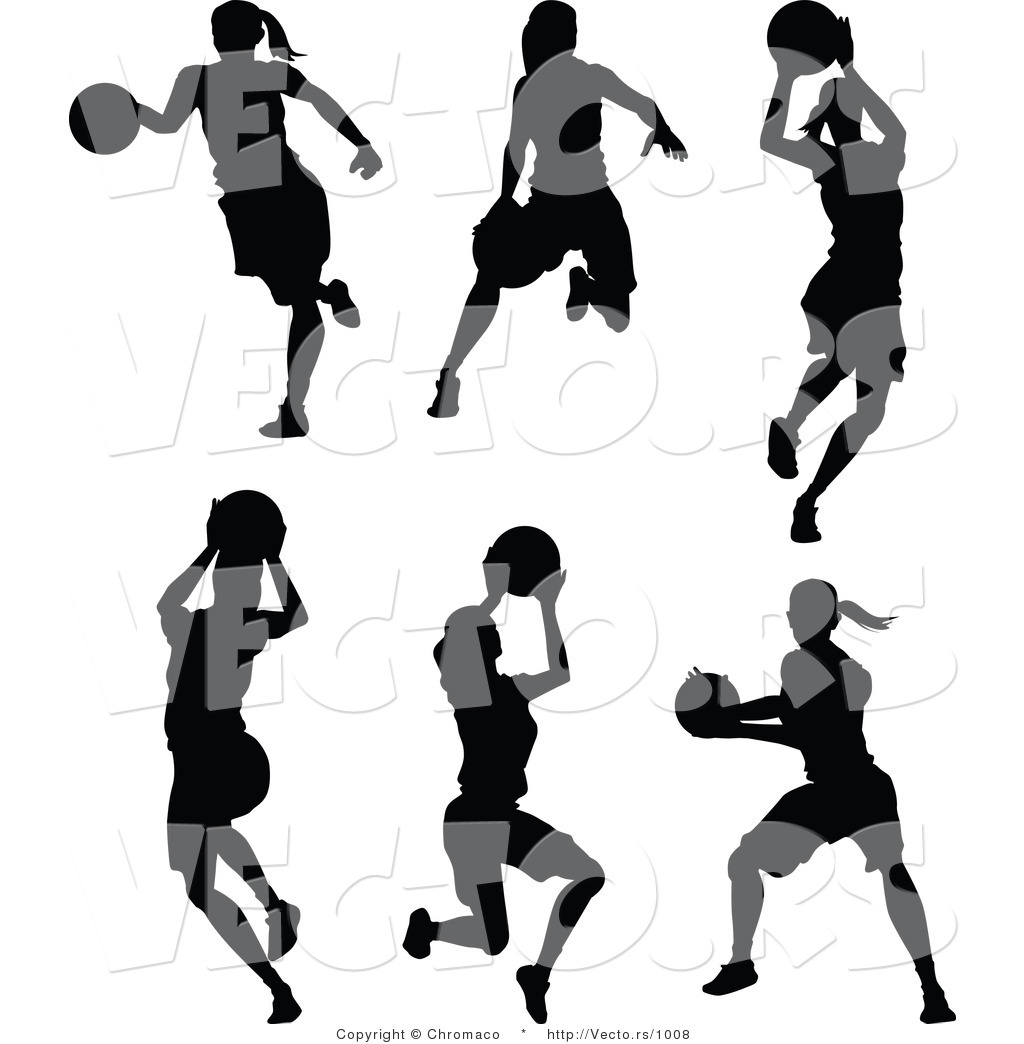 Female Basketball Player Silhouette Vector