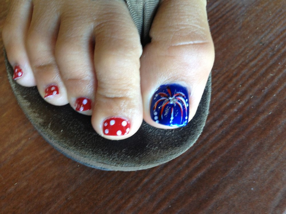 Fireworks Red White Blue Nail Art