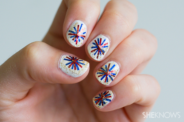 Fourth of July Fireworks Nail Design
