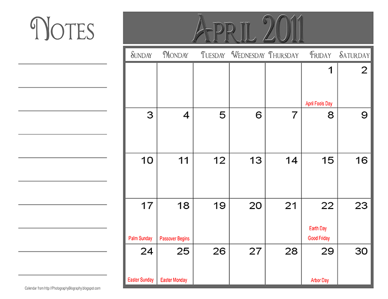 Free Photoshop Calendar Template