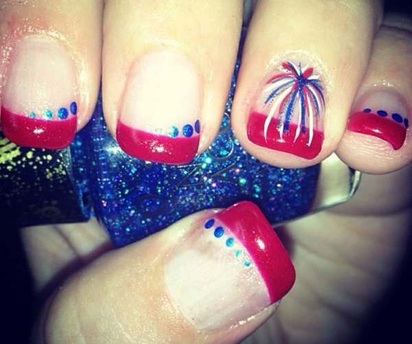 French Manicure Nail Art Fireworks