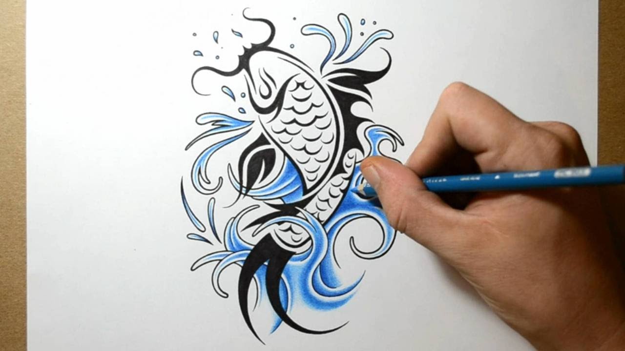 How to Draw Koi Fish Tattoo