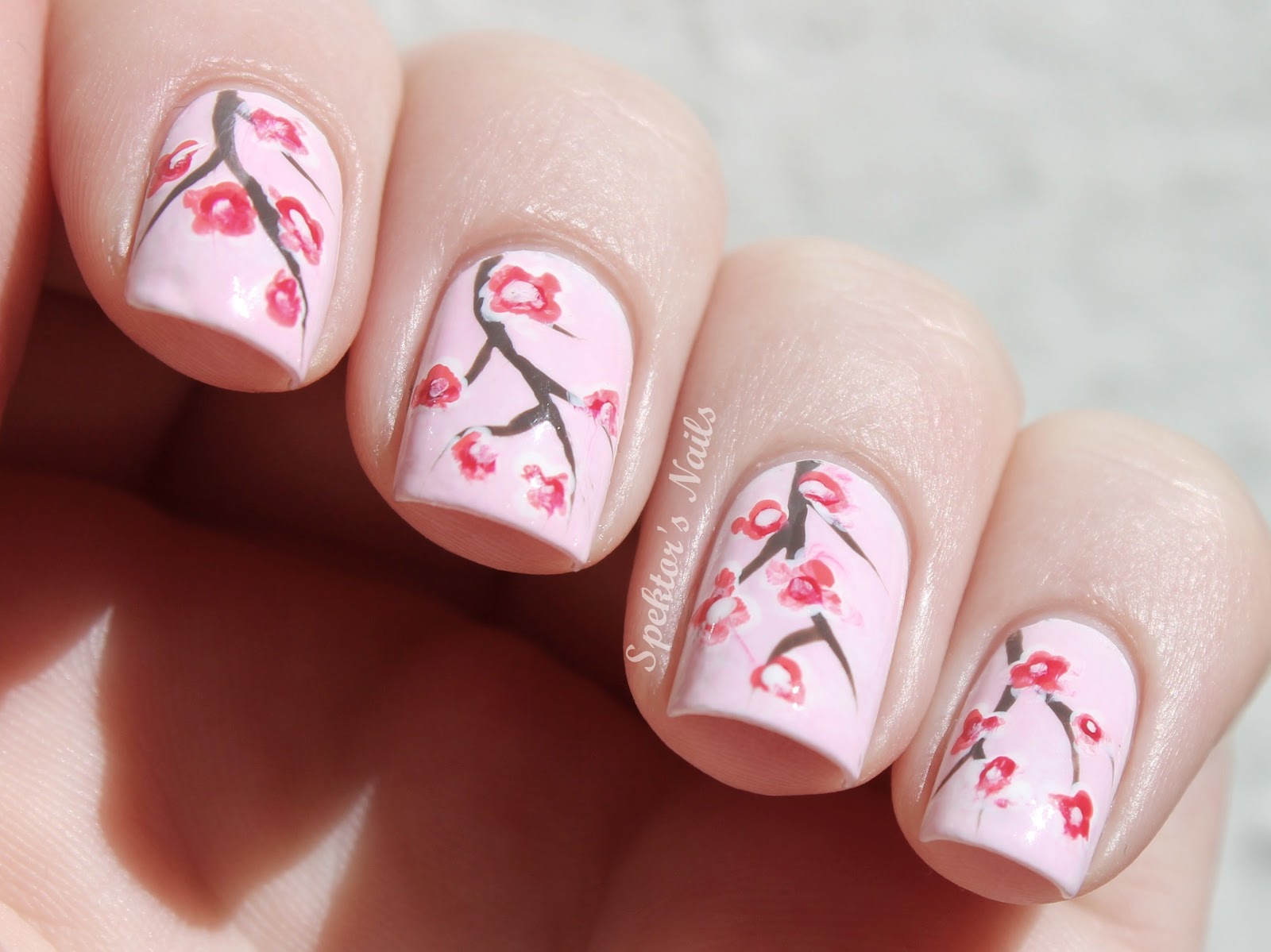 Japanese Cherry Blossom Nails