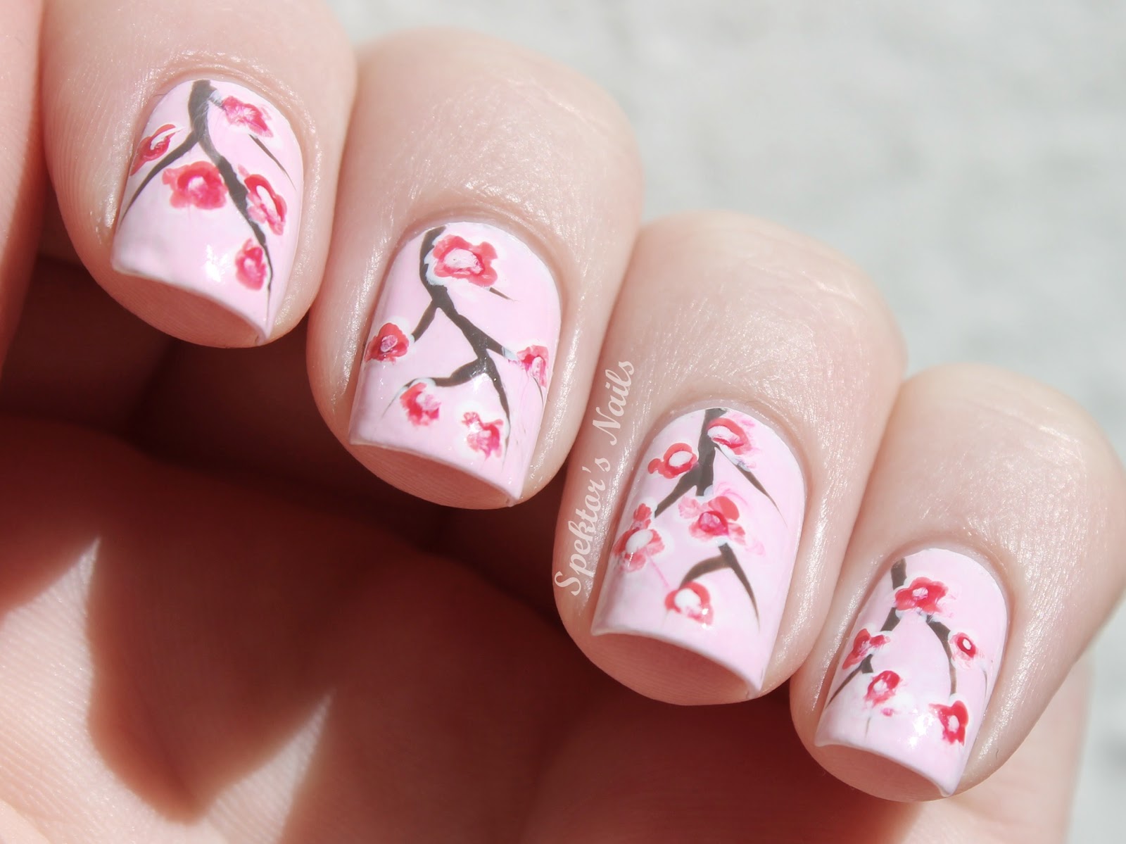 Japanese Cherry Blossom Nails