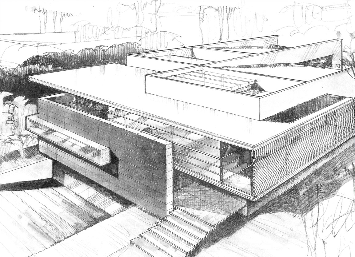 Modern House Architecture Sketch