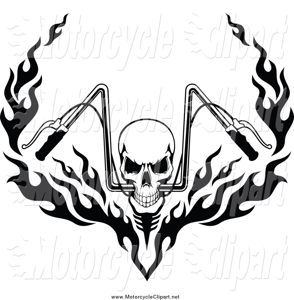 Motorcycle Skull Clip Art Black and White