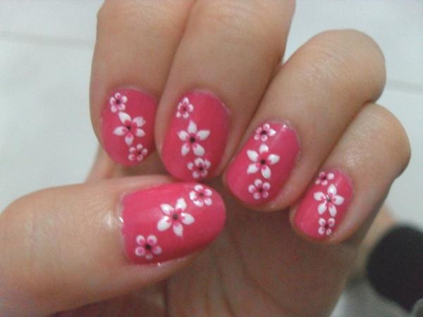 Pink Flower Nail Design