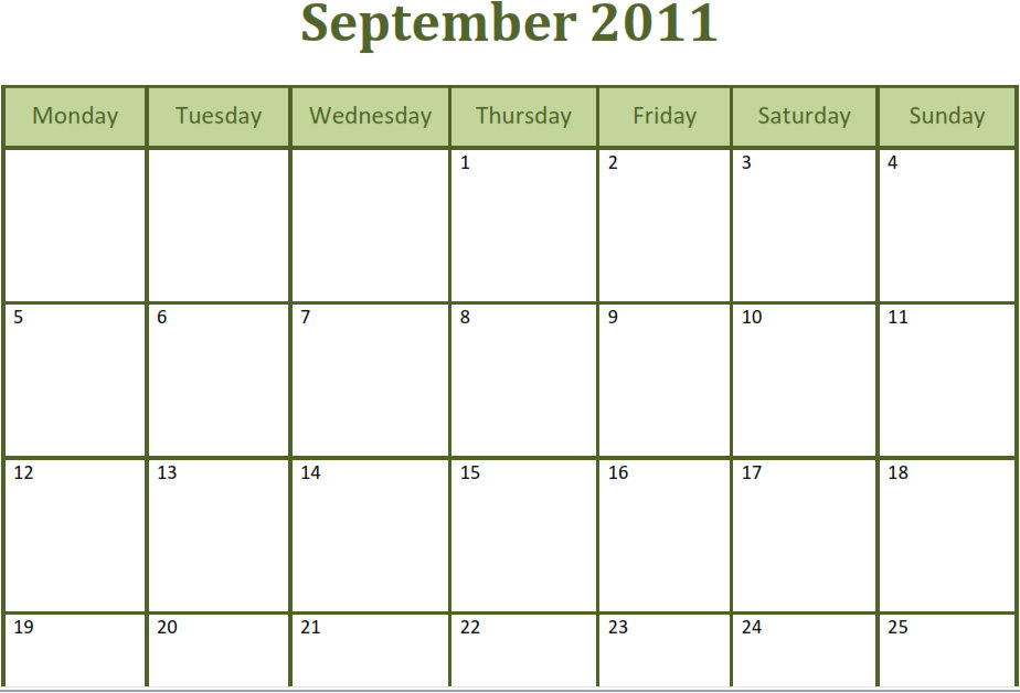 Printable Blank Monthly Calendar Template Printable Blank Monthly Calendar Template