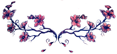 Purple Japanese Cherry Blossom Tattoo