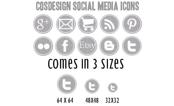 Round Grey Social Media Icons