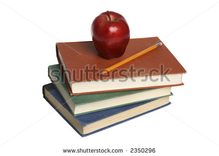 School Books and Apple Outline