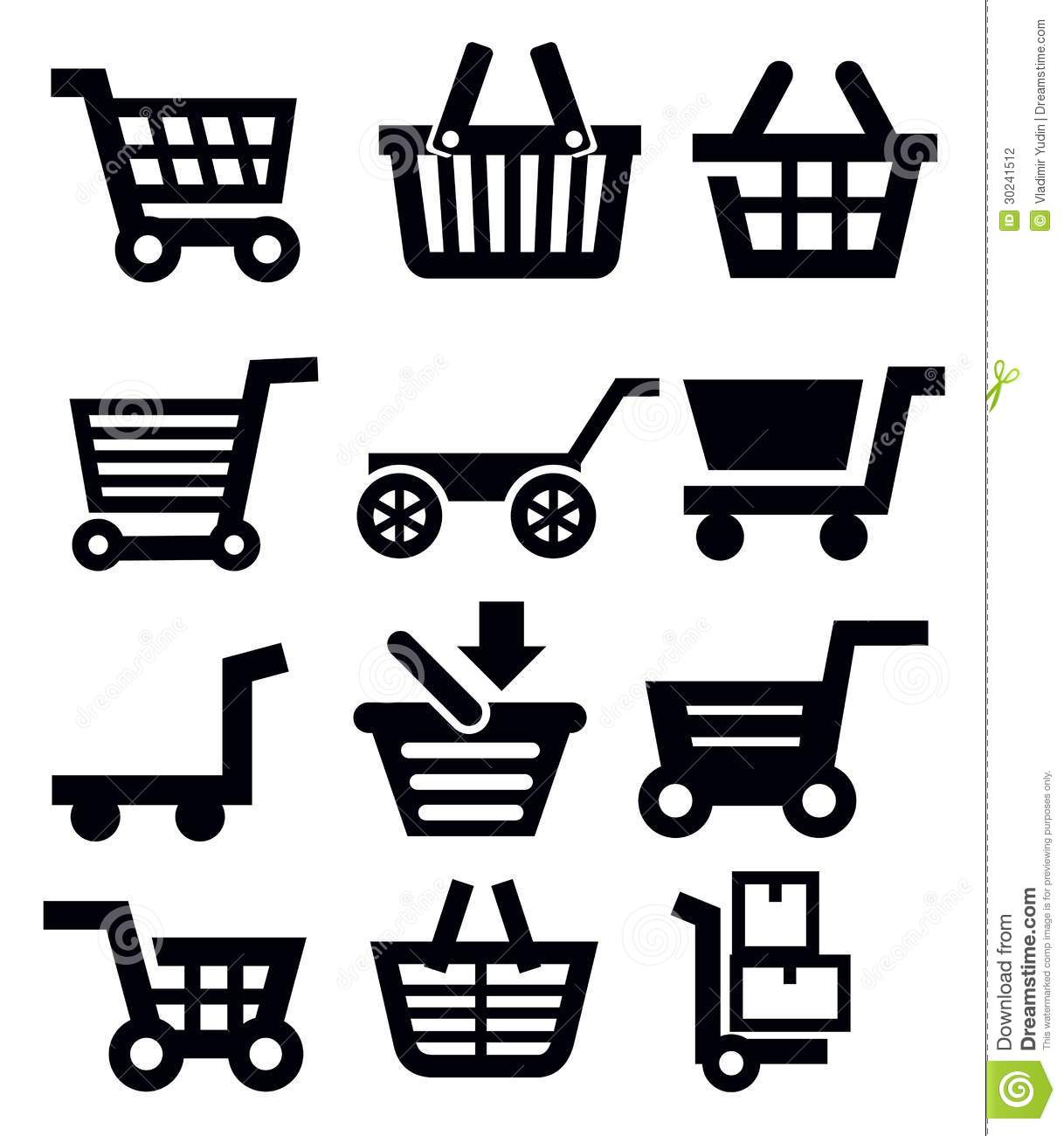 Shopping Cart Vector Icons Black