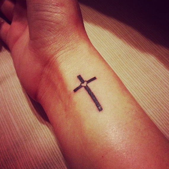 Simple Heart Tattoo with Cross