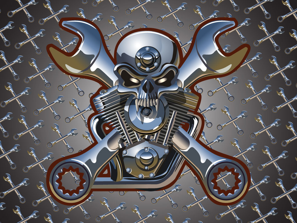 Skull Motorcycle Engine Clip Art