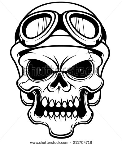 Skull Wearing Motorcycle Helmet Vector
