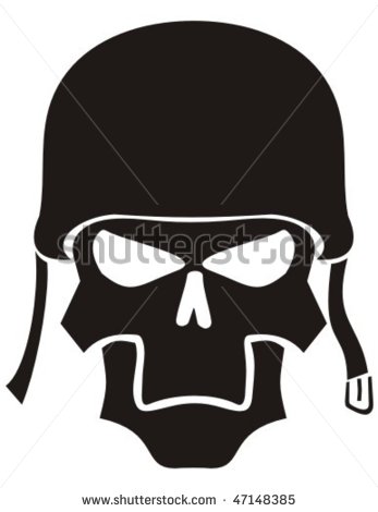 Skull with Military Helmet Drawings