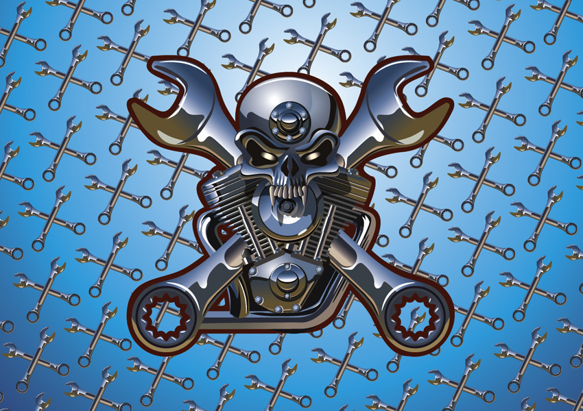 15 Motorcycle Skull Vector Images