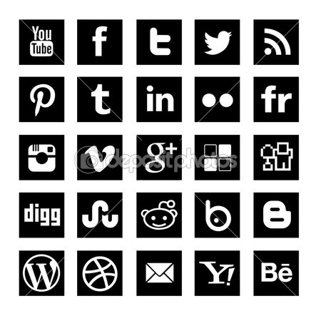 Social Media Icons Vector Black and White