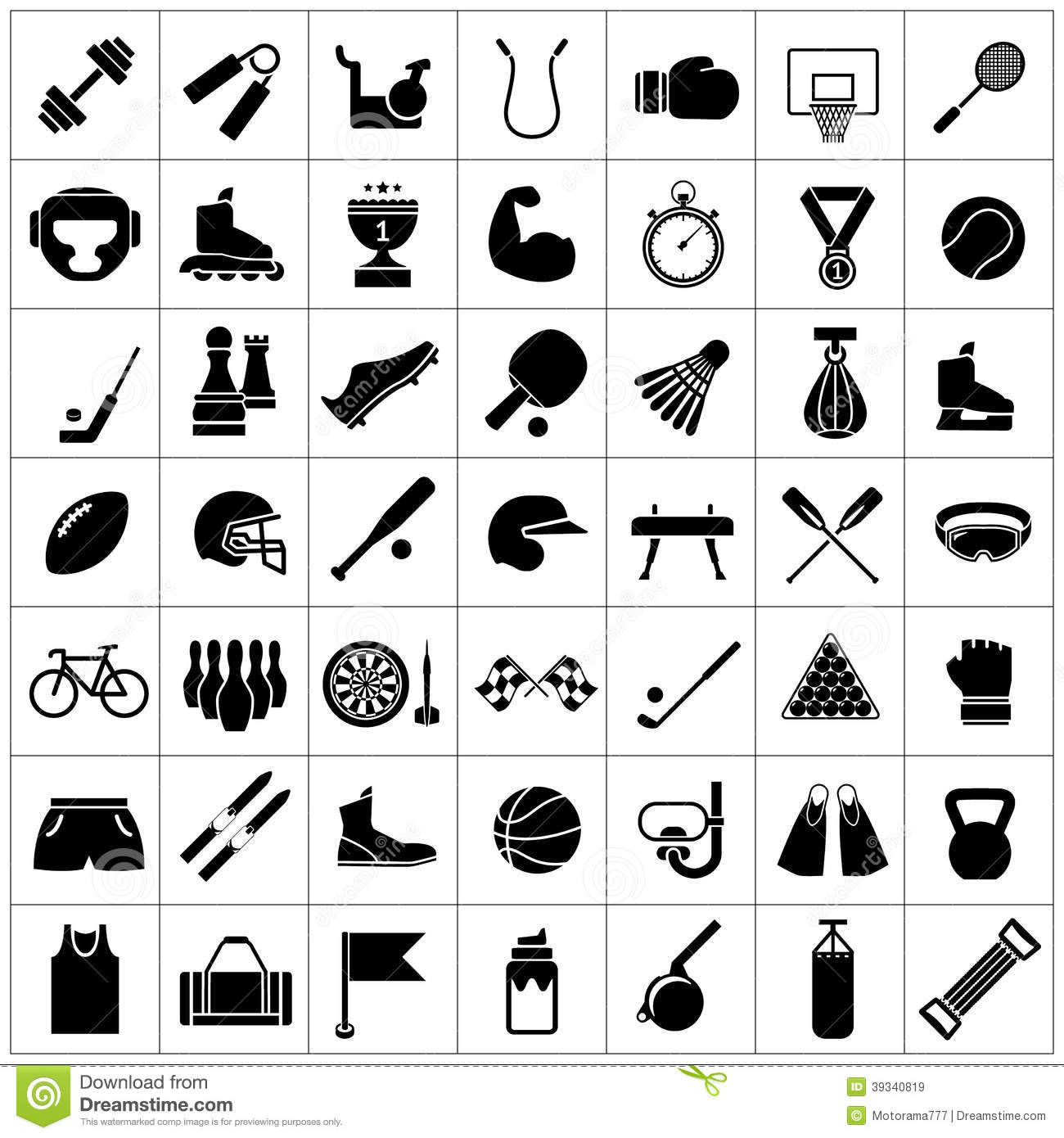 Sports Equipment Black and White Icon