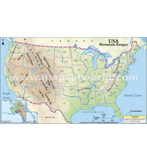 USA Mountain Ranges Map