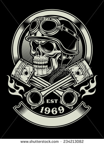 Vintage Biker Skull Emblem