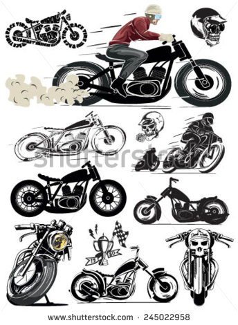 Vintage Skull Motorcycle Vector