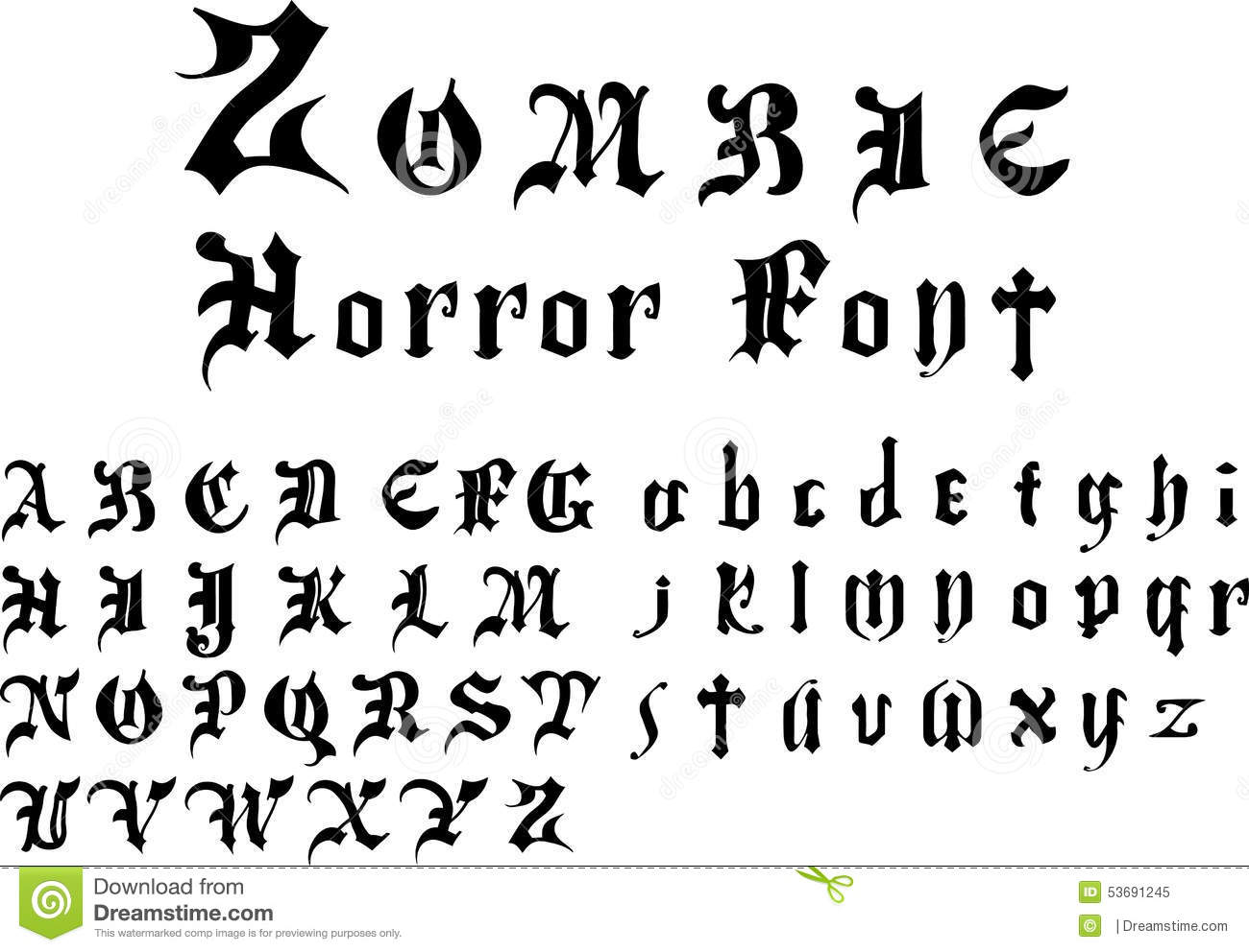 Zombie Letters Font Alphabet