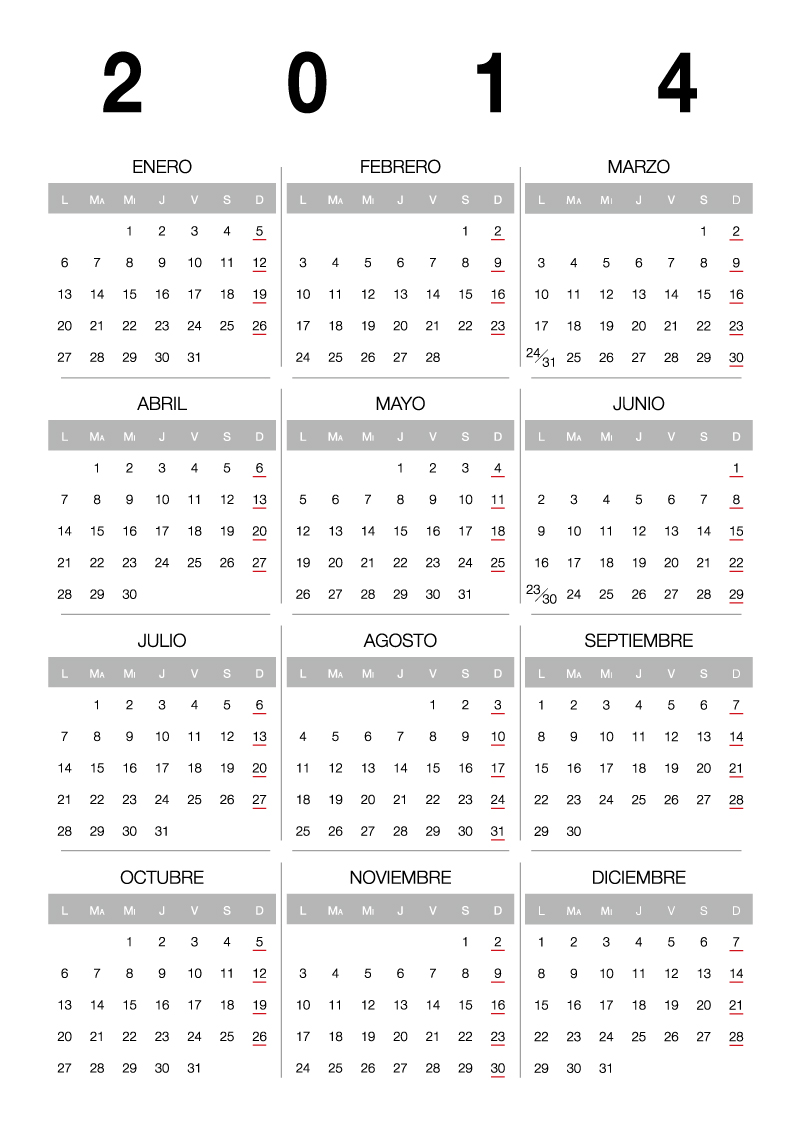 2014 Calendar Vector Free