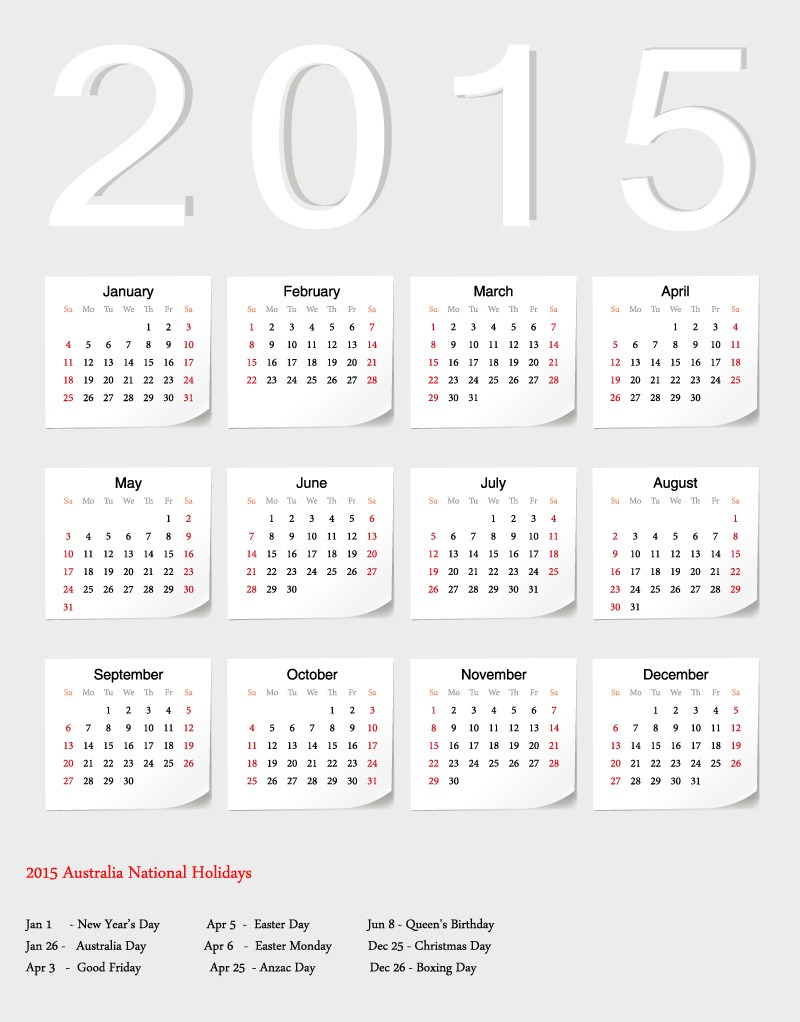 2015 Yearly Calendar with Holidays 2015 Yearly Calendar with Holidays