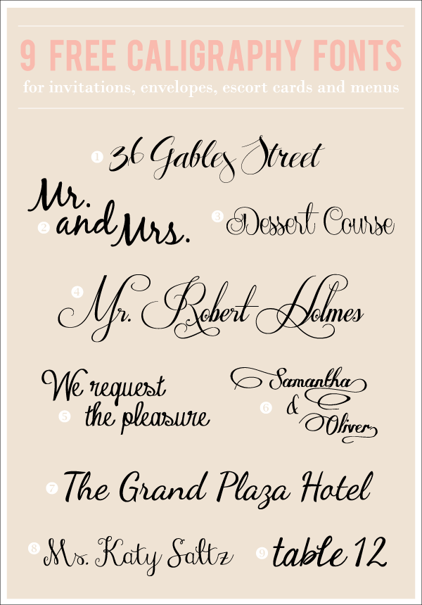 9 Free Calligraphy Fonts 9 Free Calligraphy Fonts