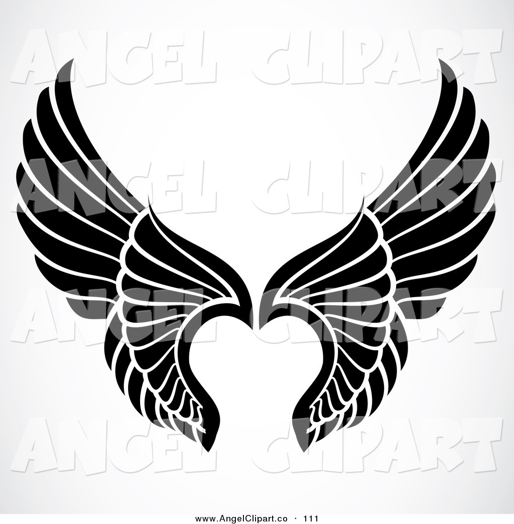 Black and White Angel Wings Clip Art