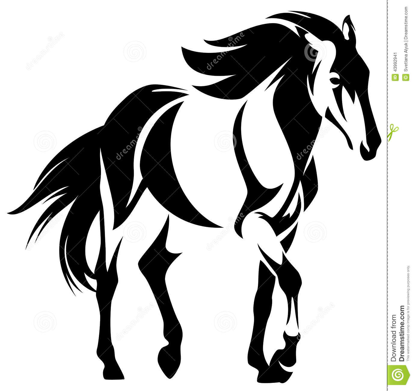 Black and White Mustang Horse Outline