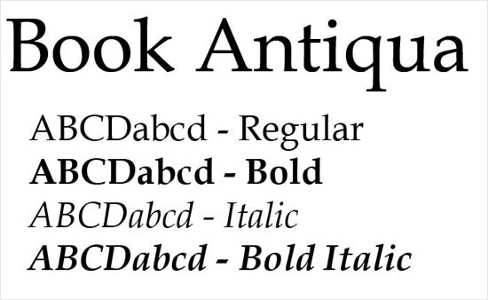 Book Antiqua Font Family