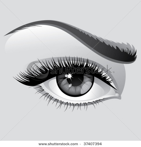 Cartoon Eyes with Eye Lashes Clip Art