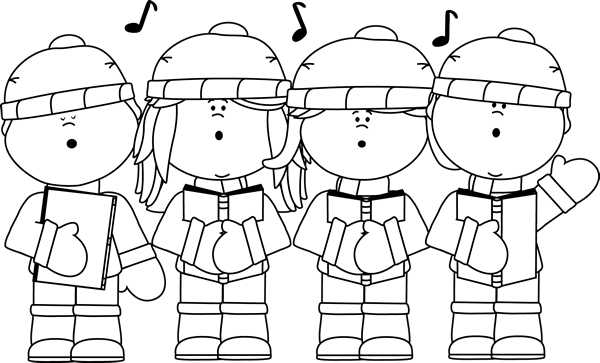 Christmas Carolers Clip Art Black and White