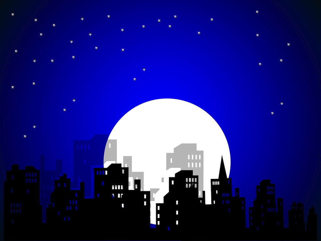 Comic Book City Night Vector