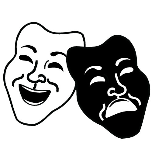 Drama Masks Black and White Clip Art