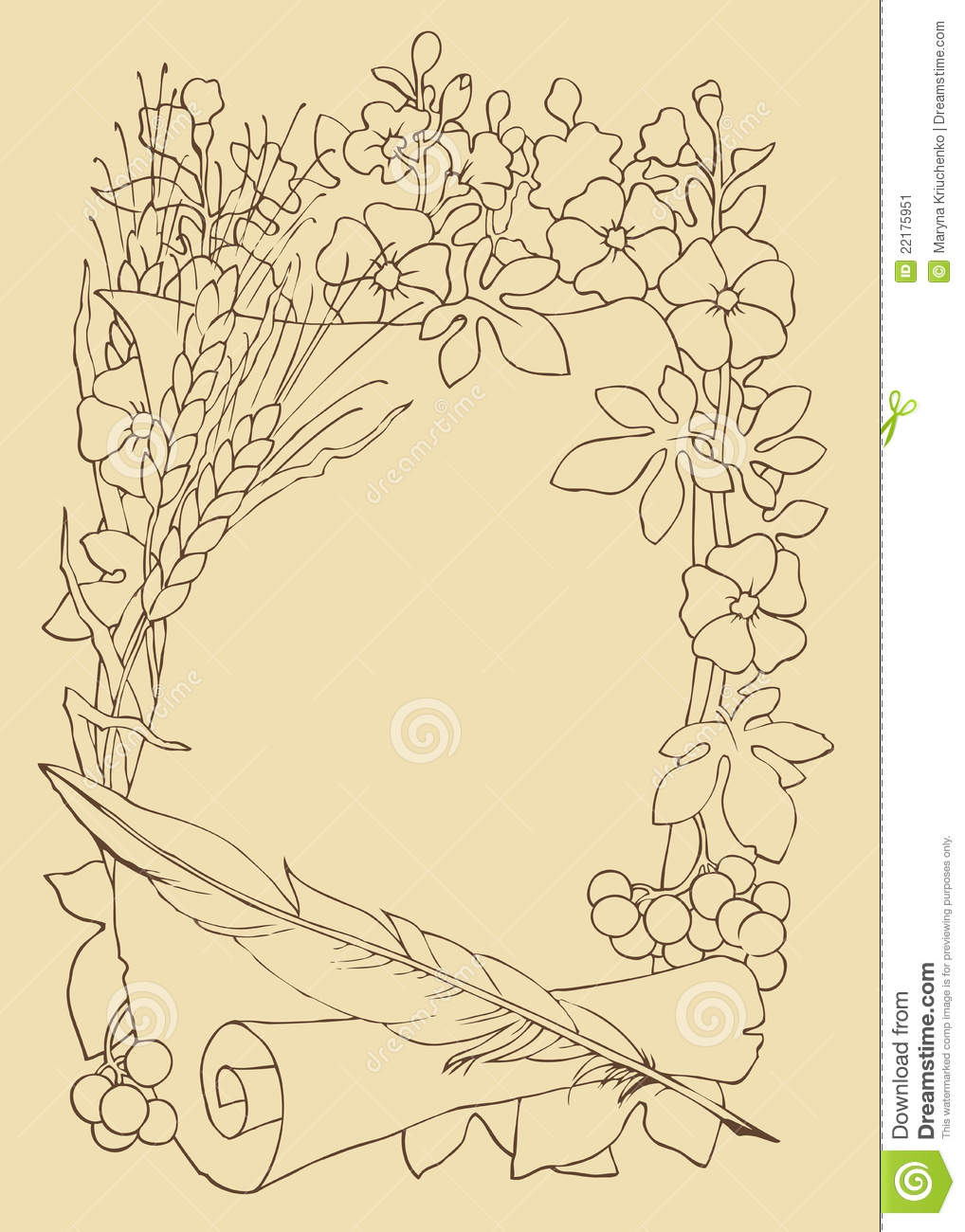 Flower Scroll Frame Vector
