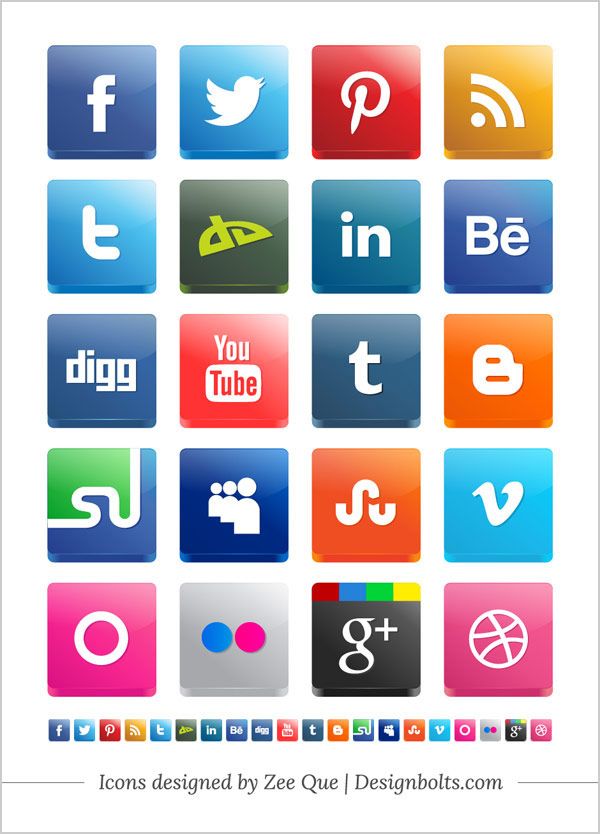 Free 3D Social Media Icons Free 3D Social Media Icons