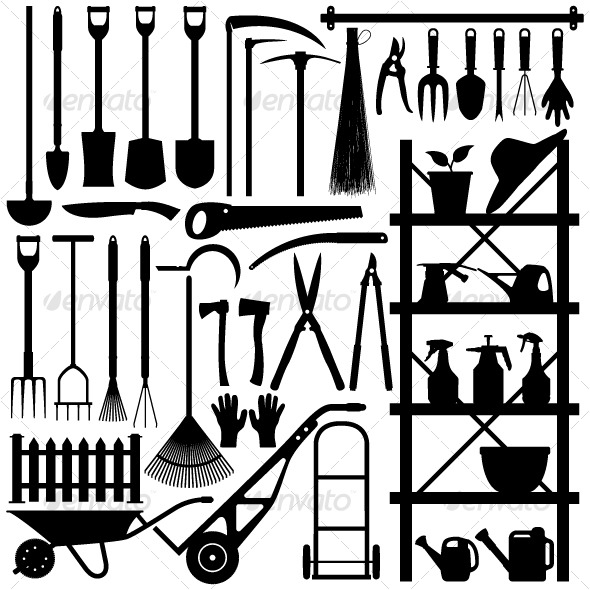 Garden Tools Clip Art Silhouette