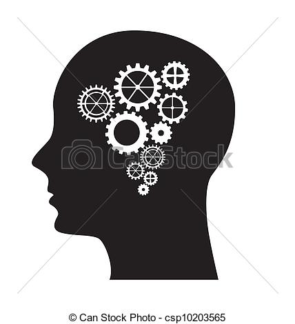 Head with Gears Clip Art