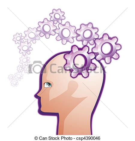 Head with Gears Clip Art