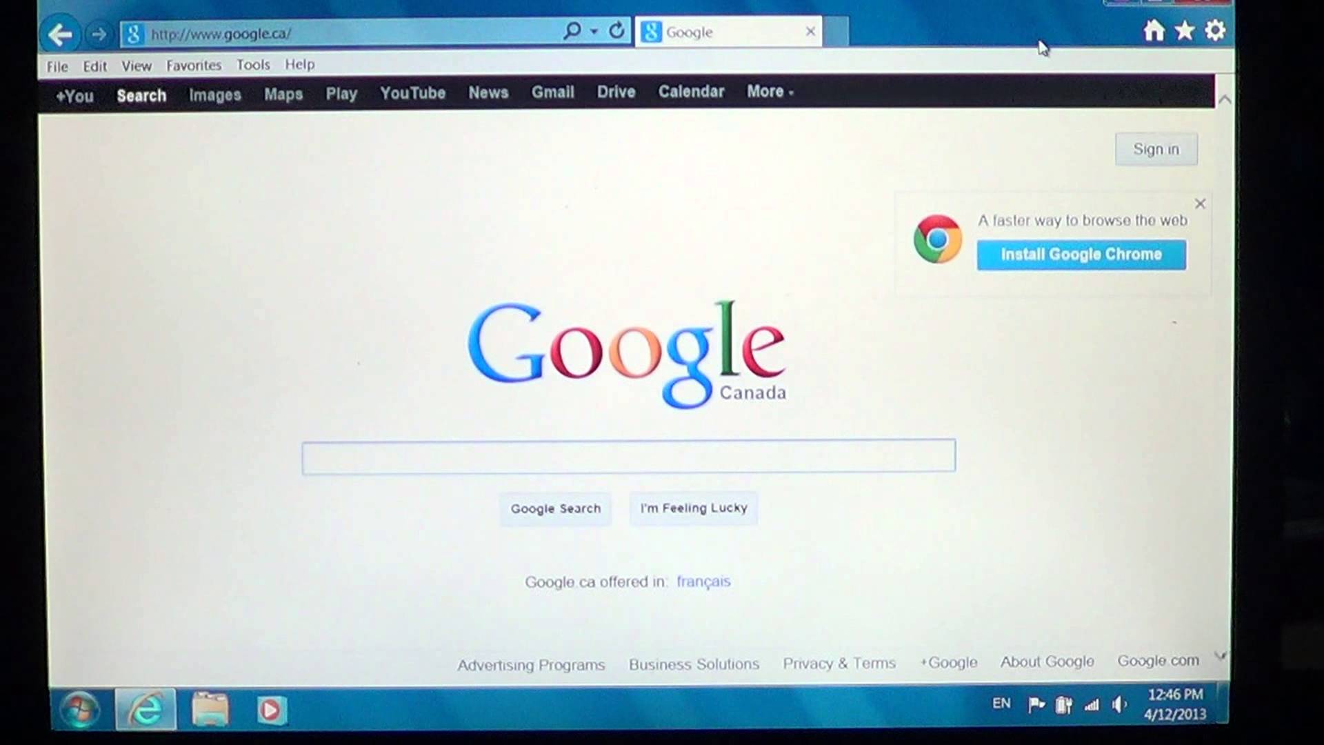 Internet Explorer Toolbar Windows 7
