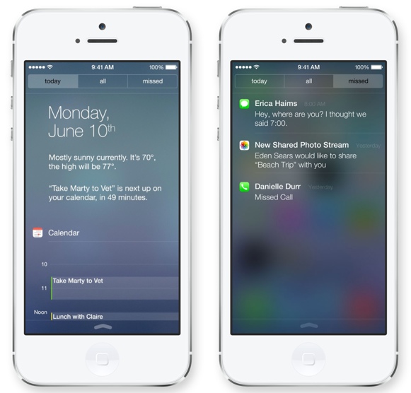 iOS 7 Notification Center