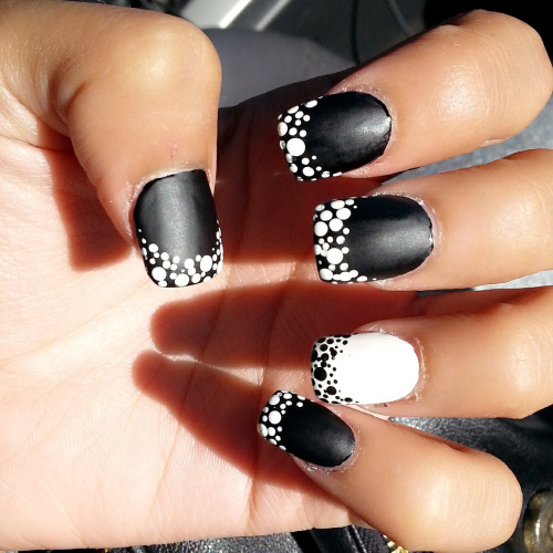 Matte Black and White Nail Designs