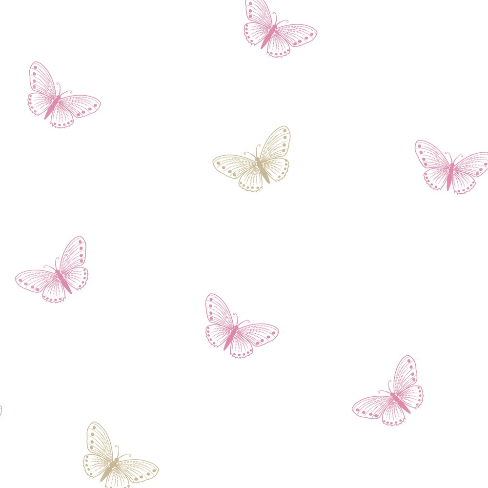 Pink Butterflies with White Background