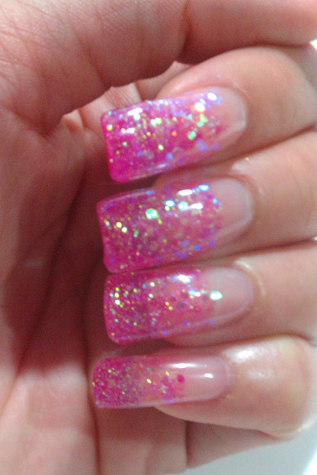 Pink Gel Nail Designs with Glitter
